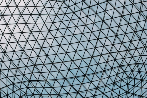 Preview: Geometric pattern of a glass and steel ceiling structure in the Salvador Dali gallery