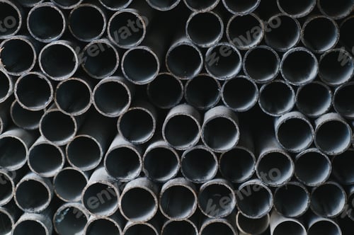 Preview: Stack of rolled metal products, perspective view of steel pipes of rectangular cross-section