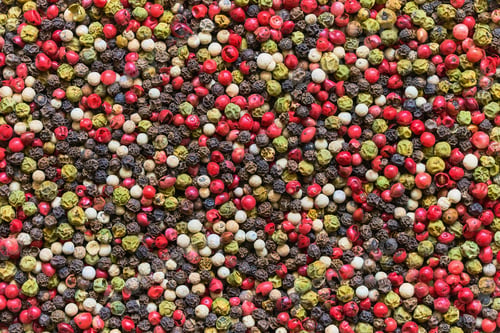 Preview: Peppercorns. Pepper mix. Peppercorns background, texture. Top view