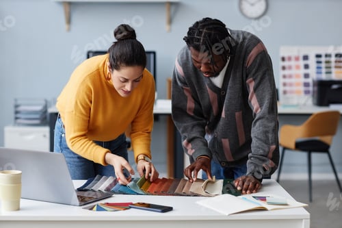 Preview: Colleagues choosing color for interior in team