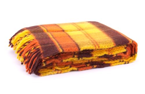Preview: Soft and warm folded wool plaid with fringe