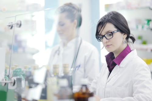 Preview: Team Of Pharmacist Chemist Woman Group Standing In Pharmacy Drugstore