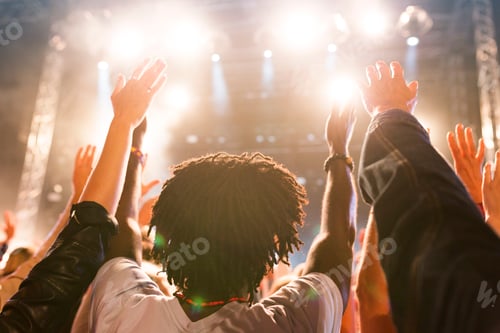 Preview: People raising hands at music concert