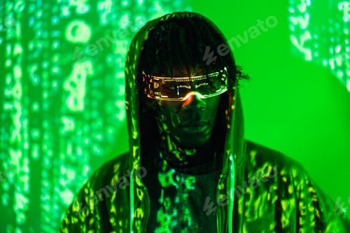 Preview: A young afro man in futuristic glasses