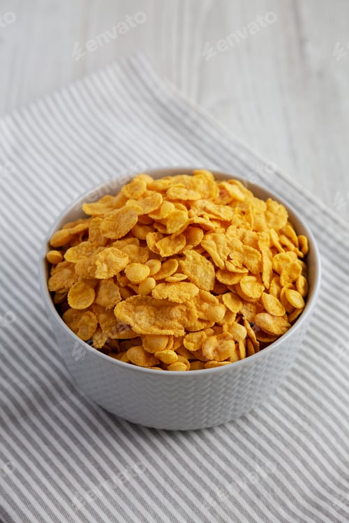 Preview: Tasty Corn Flakes in a Bowl, low angle view.