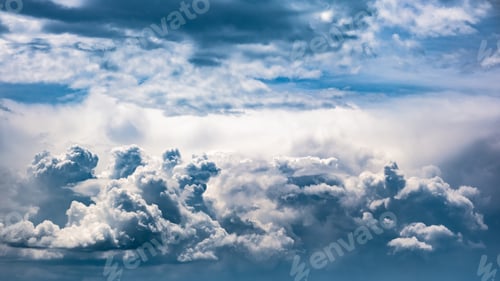 Preview: Dramatic sky, light from heaven. Cumulus stormy clouds in summer