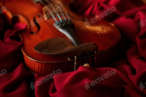 Preview: Violin in retro style, closeup view, nobody