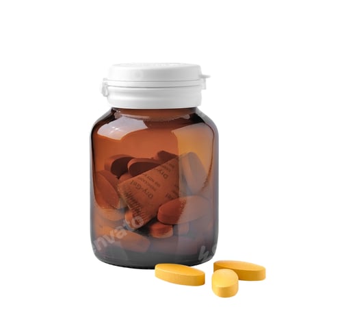 Preview: Medicine bottle of brown glass isolated on white background