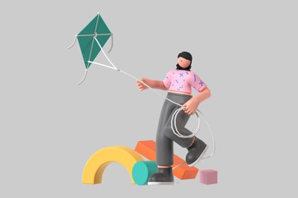 Preview: Cartoon girl with kite asset