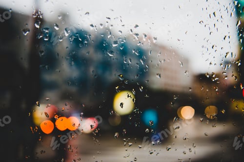 Preview: Street with lights through glass with spots