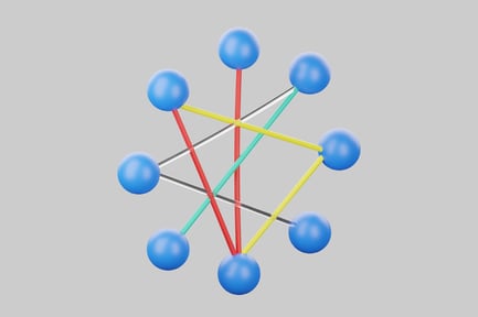 Vorschau: Geometrische Struktur mit sieben blauen Kugeln und Linien in unterschiedlichen Farben.