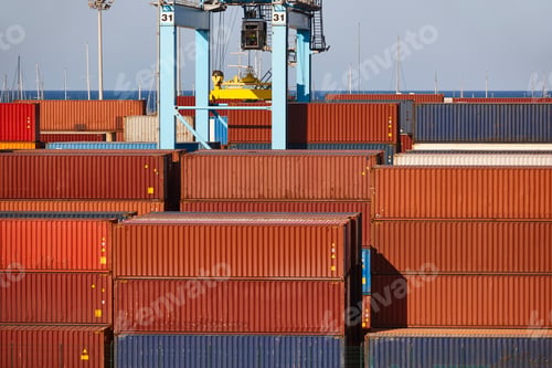 Preview: Several containers ready to be shipped. Global market. Cargo shipping