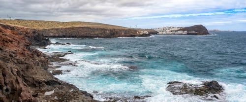 Preview: Cliffs with Tufia village at background in Grand Canary