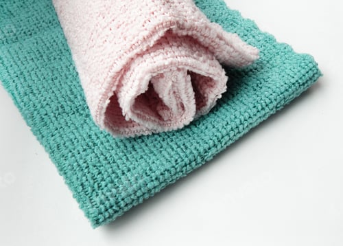 Preview: Close-up of two microfiber cleaning cloths, top view. Lying flat, a copy of the space