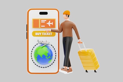 Preview: Travel app with suitcase character