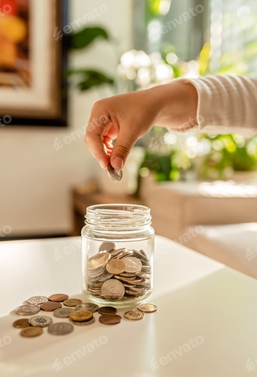 Preview: Saving Money Coins in a Glass Jar