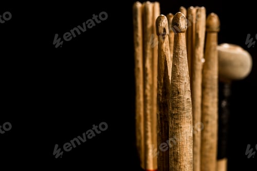 Preview: drum sticks for drums, black background