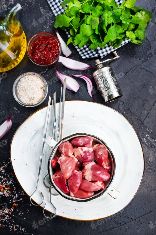 Preview: raw chicken hearts