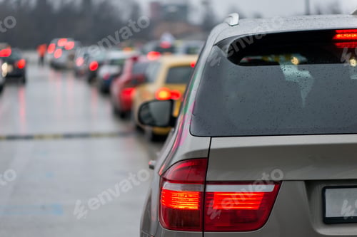Preview: Car traffic jam queue intensive traffic hours. ❤️ nominated 💔
