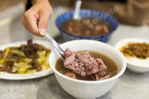 Preview: Fresh raw beef soup in taiwan food store
