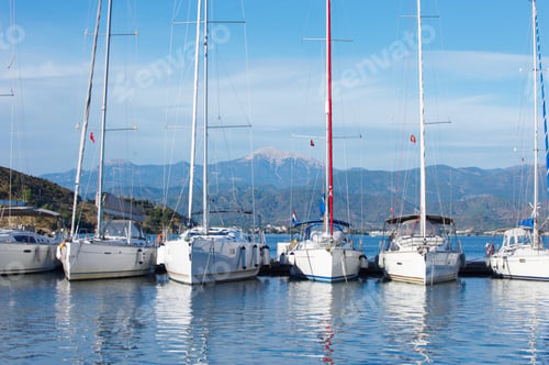 Preview: marina at summer day with moored yachts