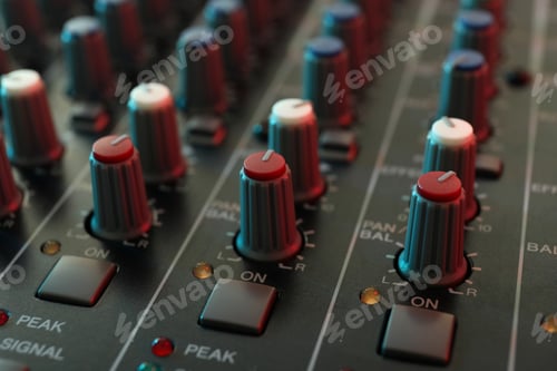 Preview: Audio sound mixer, close up and selective focus