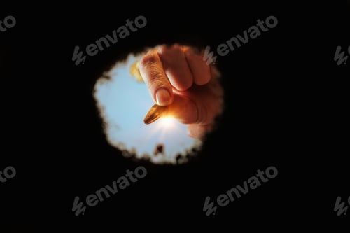 Preview: Hand planting sunflower seeds in soil close-up, bottom view, successful agribusiness concept