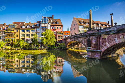 Preview: Nuremberg, Germany Old Town On The Pegnitz River.