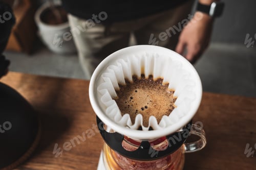 Preview: barista dripping coffee and slow coffee bar style