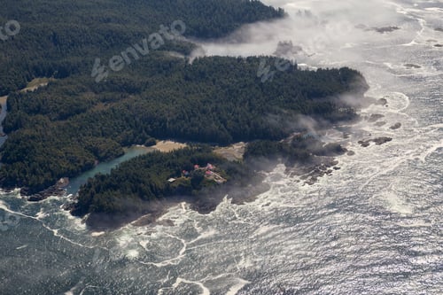 Preview: Aerial Landscape View of Pacific Ocean Coast on the Vancouver Island, BC, Canada