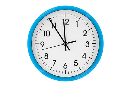 Preview: Blue watch, wall clock 11 hours 45 minutes on isolated or white background