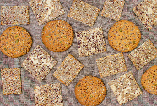Preview: Rows of various shortbread and oat cookies.
