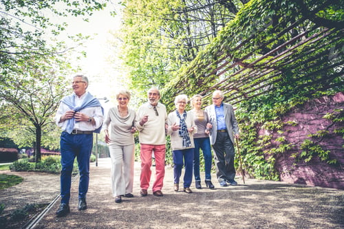 Preview: Senior people walking outdoors