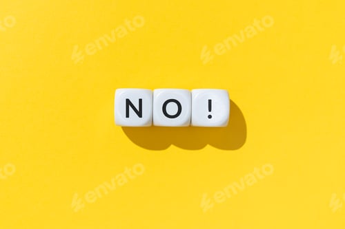 Preview: No word on white cube blocks isolated on yellow background