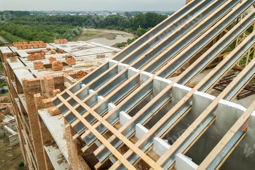 Preview: Stainless steel roof structure for future roof under construction.