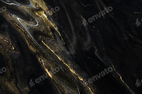 Preview: Black liquid marble background handmade acrylic paint