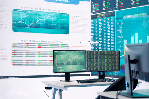 Preview: Professional enterprise workstation inside multinational company control room