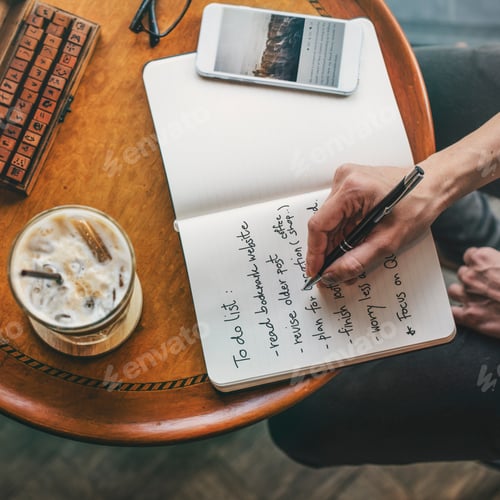 Preview: Cafe Coffee Break Mobile Phone Notebook To Do List Concept