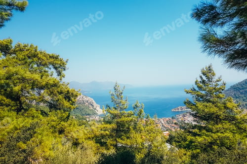 Preview: View from the mountain on a little coastal village Turunc, Turkey