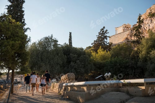 Preview: Tourist walking up to the Acropolis, Athens, Attica Region, Greece, Europe
