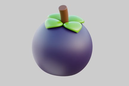 Preview: Abstracted purple fruit with green leaves.