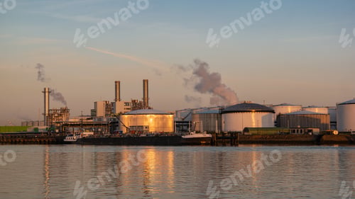 Preview: Rotterdam Netherlands, Oil harbour tank terminals and chemical carriers in the port of Rotterdam