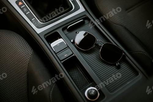 Preview: Black interior car center control space
