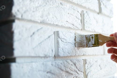 Preview: painting plaster decorative brick with white paint
