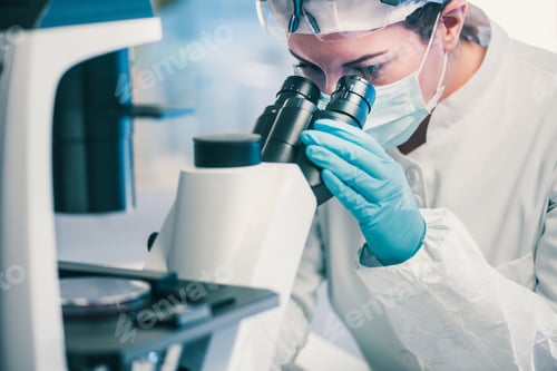 Preview: Microbiology, technician working with bacteria strains