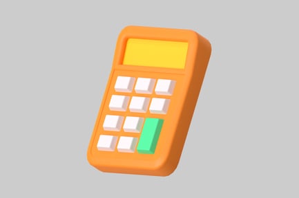 Предпросмотр: Оранжевый калькулятор с желтым дисплеем