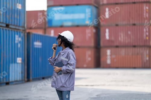 Preview: logistics workers people working to operation on site containers yard.