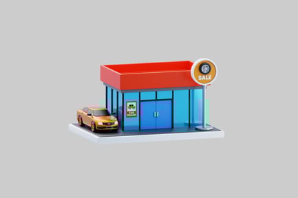 Preview: Cartoon car dealership building scene