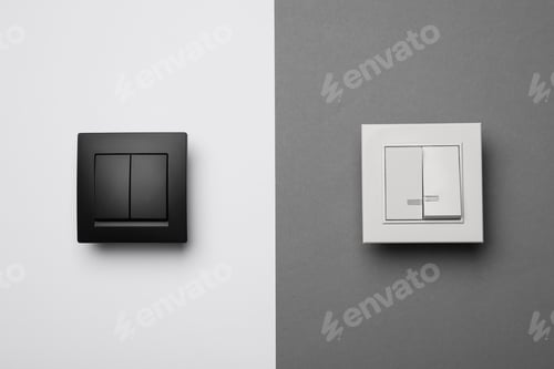 Preview: White and black light switches on color background