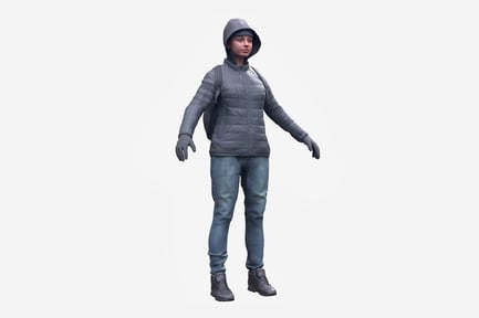 Aperçu: Figure féminine en manteau d'hiver rembourré
